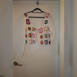 Crochet granny square cropped cardigan